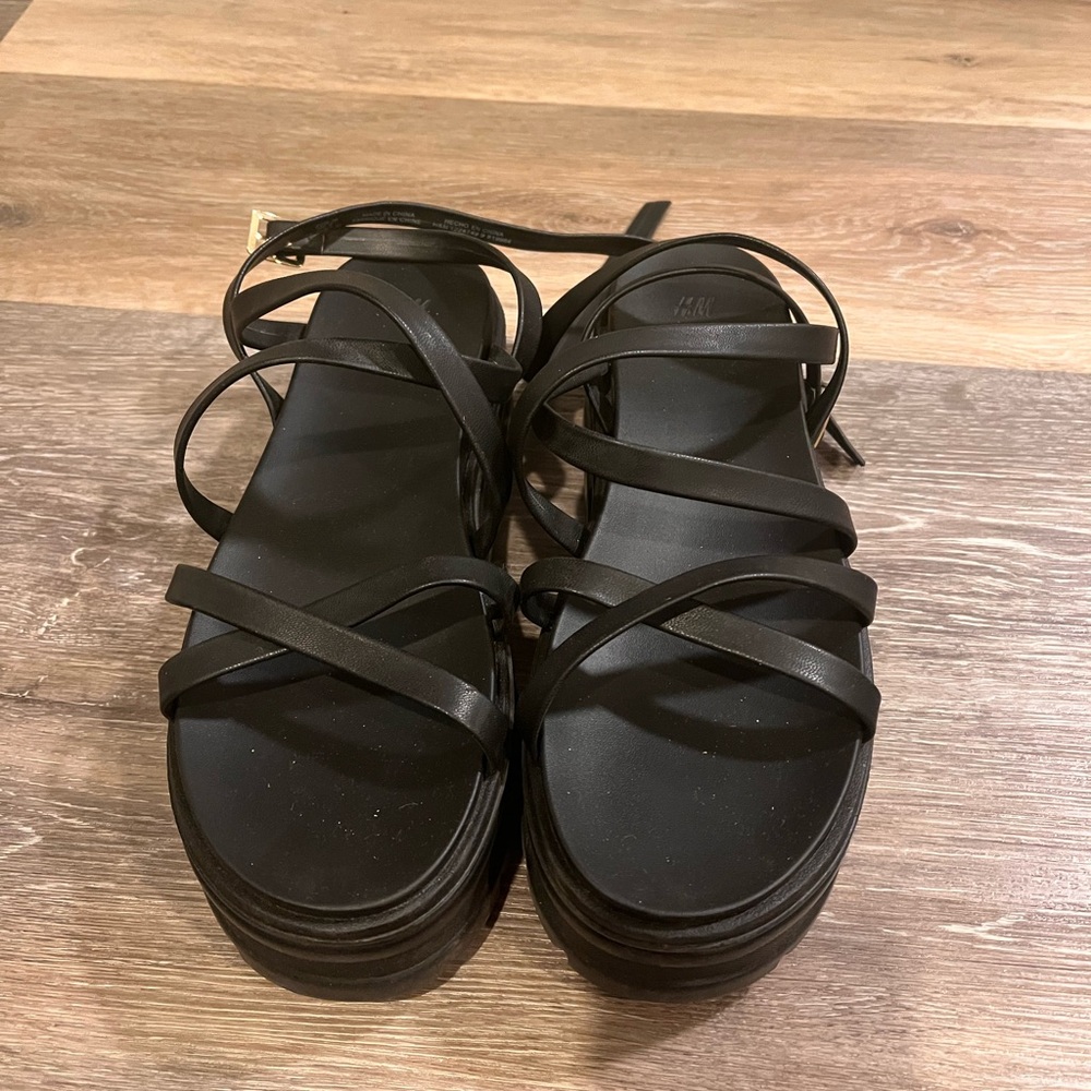 H&M Black Strappy Platform Sandals